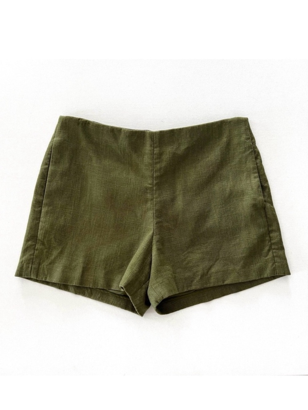 Tory Burch Amber Short High Waist Linen Blend Hills Green Size 2